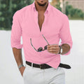 Men's Cotton Linen Shirts Men Tops Causal Loose Solid Color Long Sleeves Lapel Mens Autumn Casual Wear Streetwear
