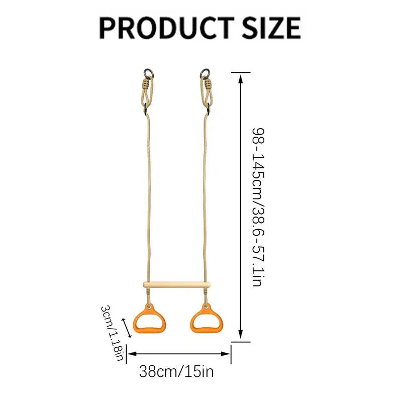 Trapeze Swing Bar Gym Equipment Rings Bar Adjustable Funny Ergonomic Sensory Game for Kids Adults Children Backyard Playground
