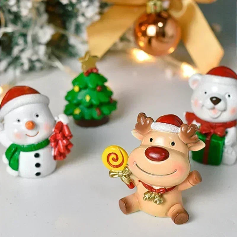 Série de Noël Artisanat Résine Animaux Fête Créatif Mini Sapin de Noël Vieille Fille Enfants Cadeau Mignon Fournitures de Décoration d'Intérieur Décor