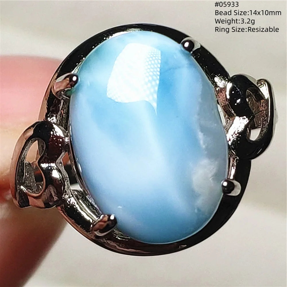 Anello regolabile in argento 925 con larimar