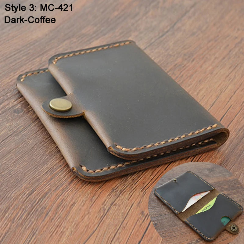 Luxury Handmade Crazy Horse Genuine Leather Card Holder Men Card ID Holders Women Business Card Wallet Card Case Purse Bag Gift