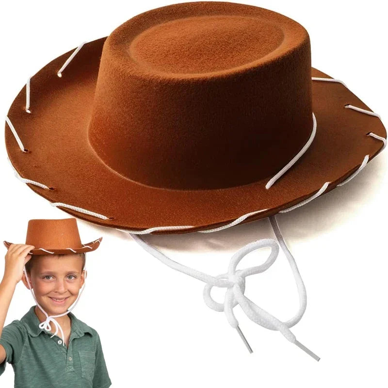 Brown Red Cowboy Western Hats and Bandanas for Kids Costume Hat Accessories for Toddler Child Theme Birthday Party Halloween