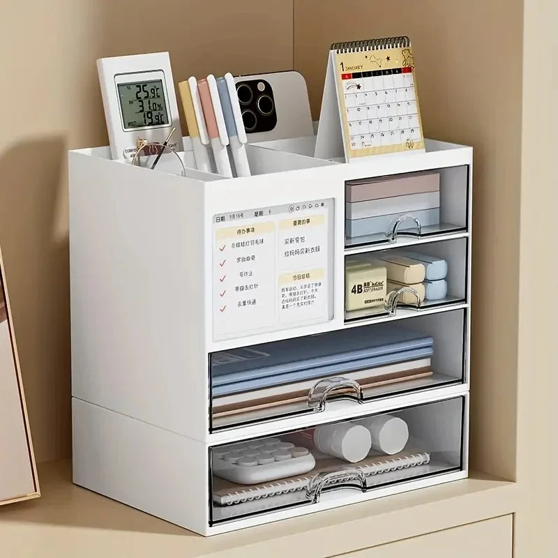 Plastic Desktop Organizer with Drawer Options