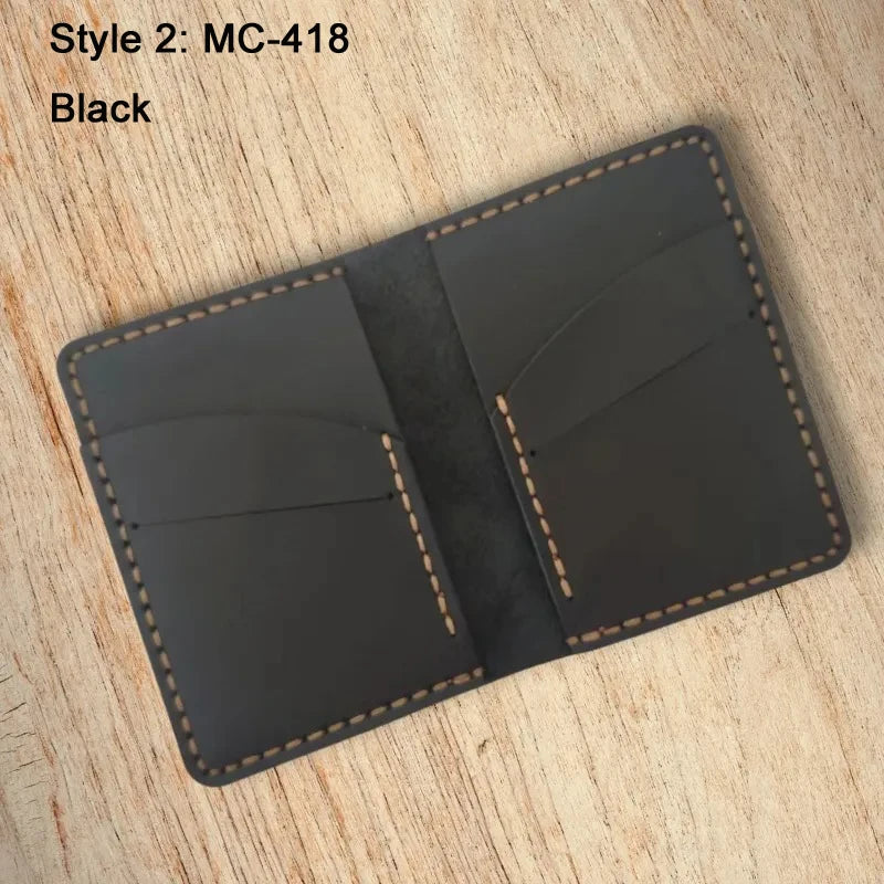 Luxury Handmade Crazy Horse Genuine Leather Card Holder Men Card ID Holders Women Business Card Wallet Card Case Purse Bag Gift