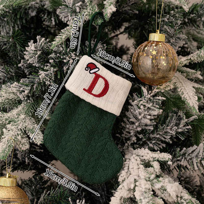 A-Z Christmas Stocking Gift Bags Green Red Candy Bag Xmas Gift Bag Decoraitons 2026 New Christmas Stocking Party Favors Gift
