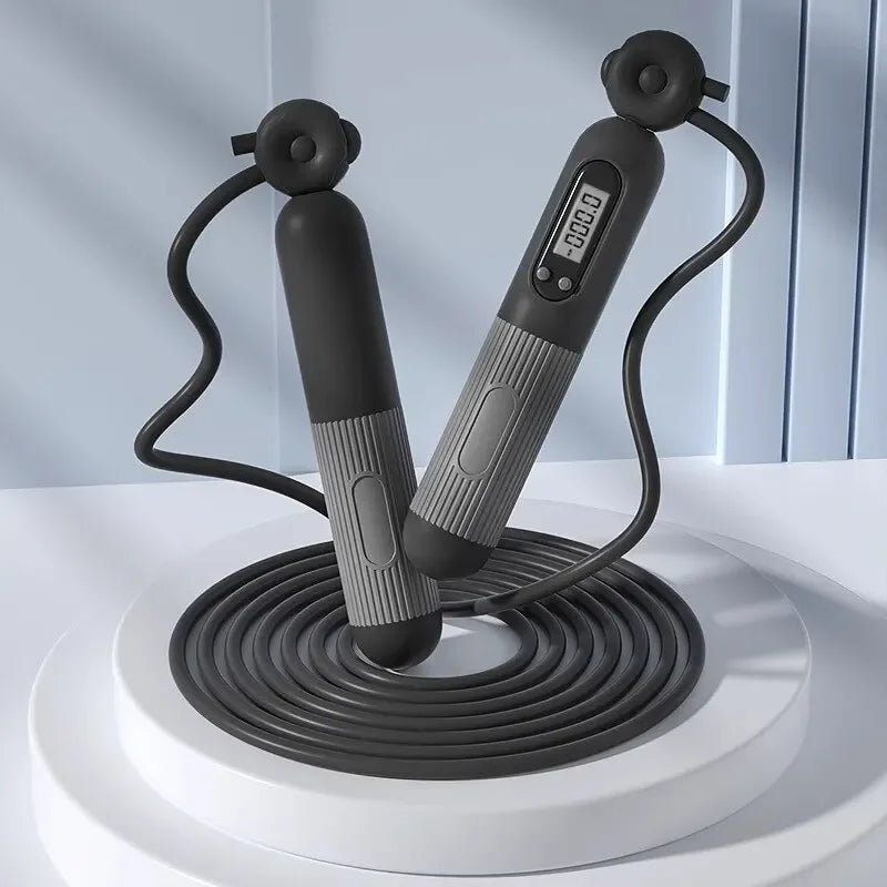 Cuerda de saltar profesional con contador electrónico y temporizador para ejercicio físico, quema de grasa y adultos