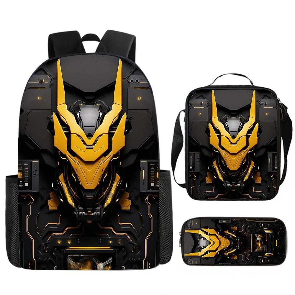 Luxury Novelty Peculiar Cool mechanical style 3D Print 3pcs/Set pupil School Bags Laptop Daypack Backpack Lunch bag Pencil Case