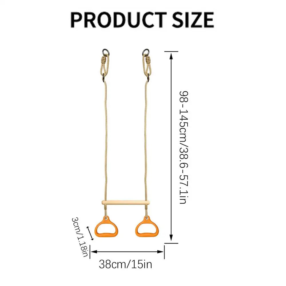 Trapeze Swing Bar Gym Equipment Rings Bar Adjustable Funny Ergonomic Sensory Game for Kids Adults Children Backyard Playground