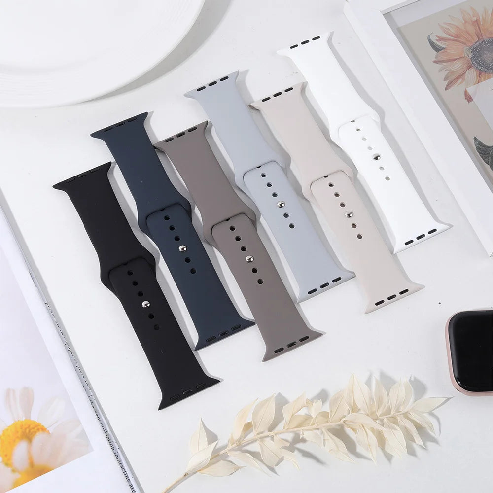 Silicone Strap For Apple Watch Band 45mm 46mm 44mm 41mm 40mm 42mm Sport Correa Bracelet iWatch Series 12 11 10 SE 9 8 Ultra 4 3