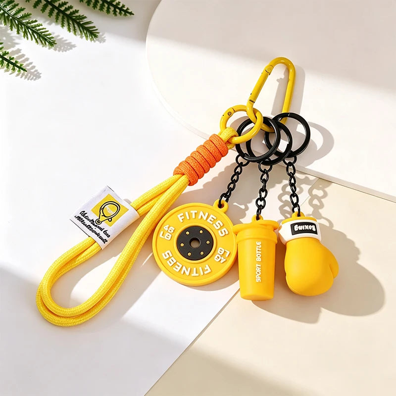 Neues Schlüsselanhänger-Set mit Boxhandschuhen, weichem PVC, Wasserbecher, Geschenk für Sportfans, niedlicher Rucksackanhänger, Souvenirgeschenk