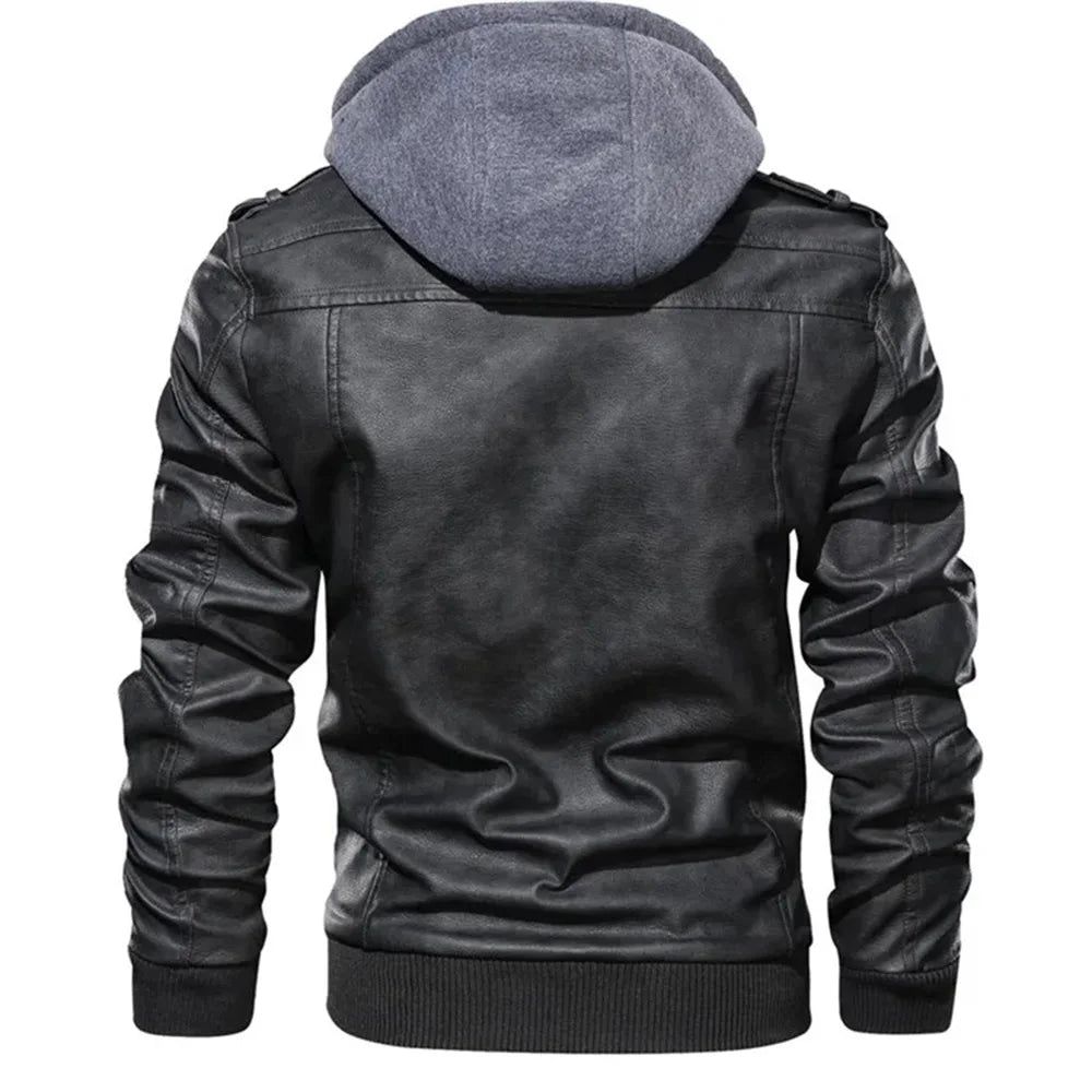 Autumn New Men's Leather Jackets Trendy Casual Motorcycle PU Jacket Streetwear Solid Color Windproof Biker Leather Coats