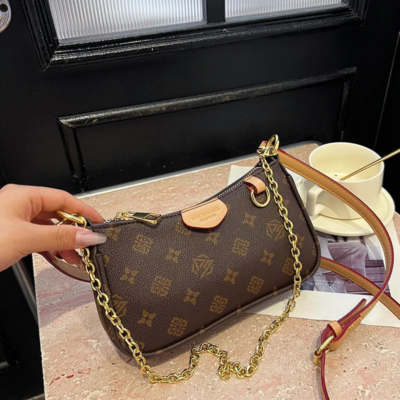 Luxury Fashion Clutch Bags Ladies Crossbody Shoulder Purses High-end Texture Chain Print Handbag Underarm Bag For Women