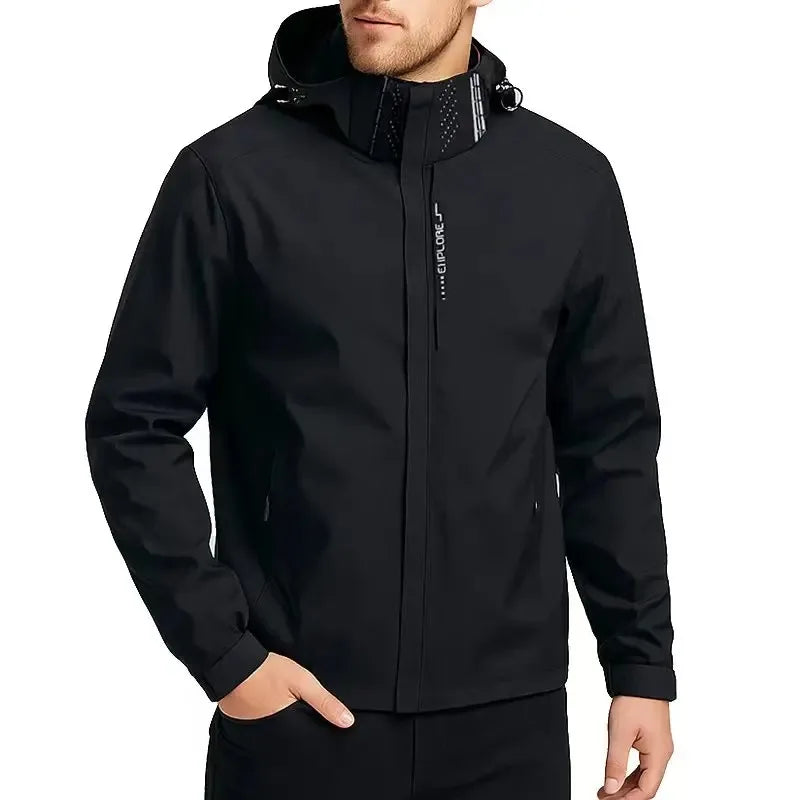 Autumn Spring New Men's Outdoor Jacket Hooded Zipper Design Windbreaker Waterproof Climbing Hiking Fashion Punching Jackets