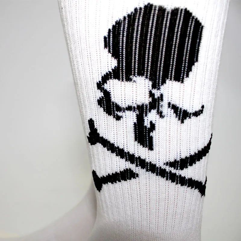 New Fashion Cotton Socks for Men, White and Black Socks for Women, Skateboard Socks, Creative Halloween Bone Long Socks, Basketball Socks