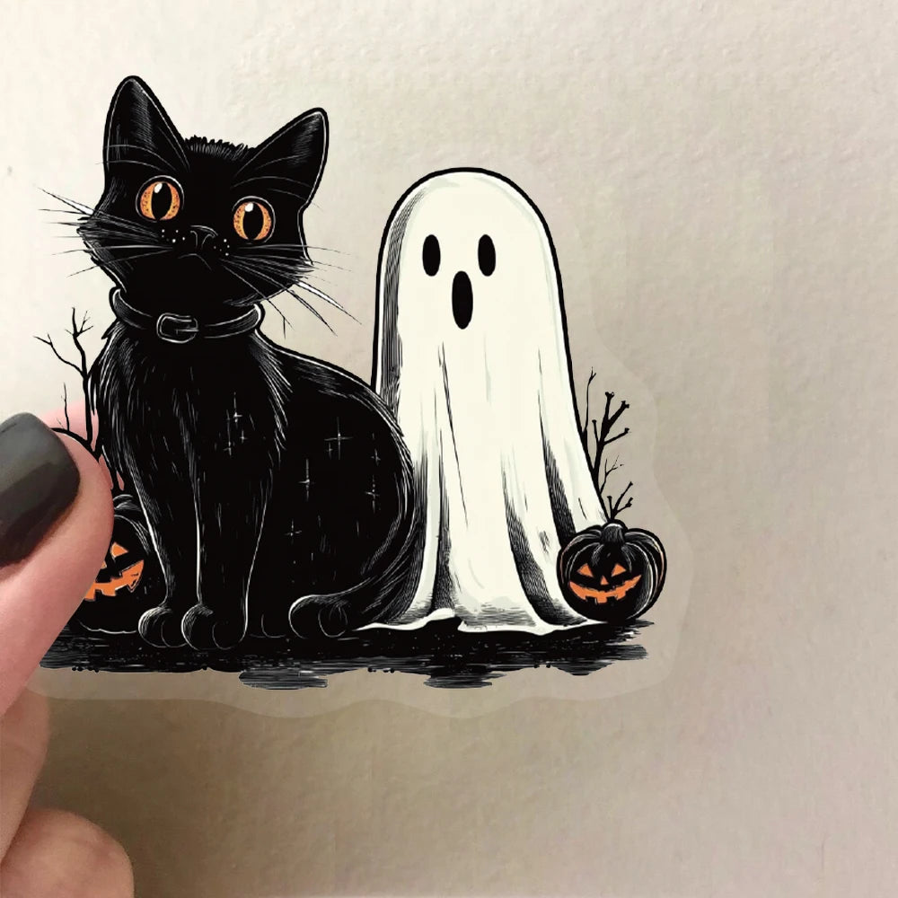 50pcs Halloween Cute Goth Black Cat Stickers Pumpkin Cartoon PET Sticker DIY Guitar Scrapbook Helmet Cool Graffiti Decals Toy