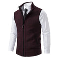 Men's Knitted Sleeveless Sweater Cardigan Zipper Sweater Vest Casual Sleeveless Warm Jacket Slim Fit Stand Collar Sweatercoat