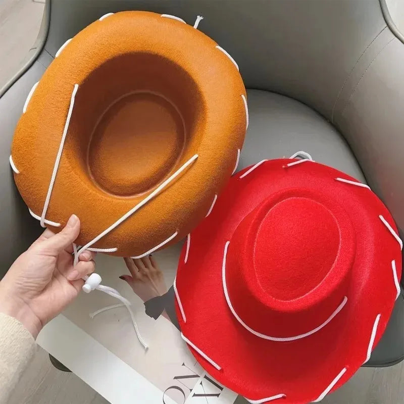 Brown Red Cowboy Western Hats and Bandanas for Kids Costume Hat Accessories for Toddler Child Theme Birthday Party Halloween