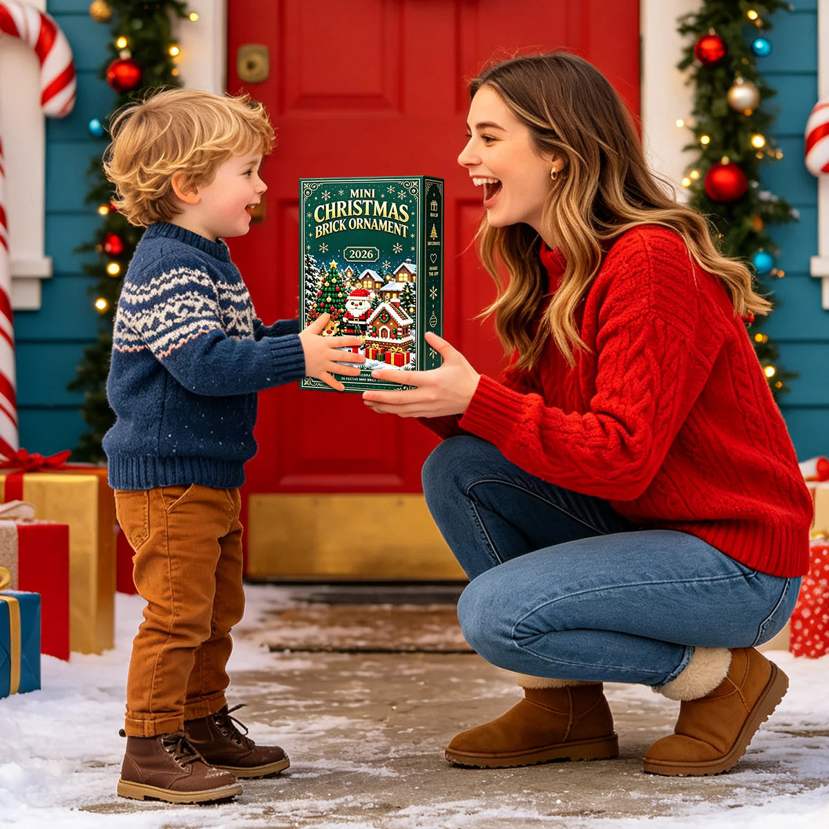 Calendario dell'Avvento di Natale 24 giorni Mini ornamenti in mattoncini Regalo unico per il conto alla rovescia con blocchi da costruzione fai-da-te Decorazione natalizia per la casa