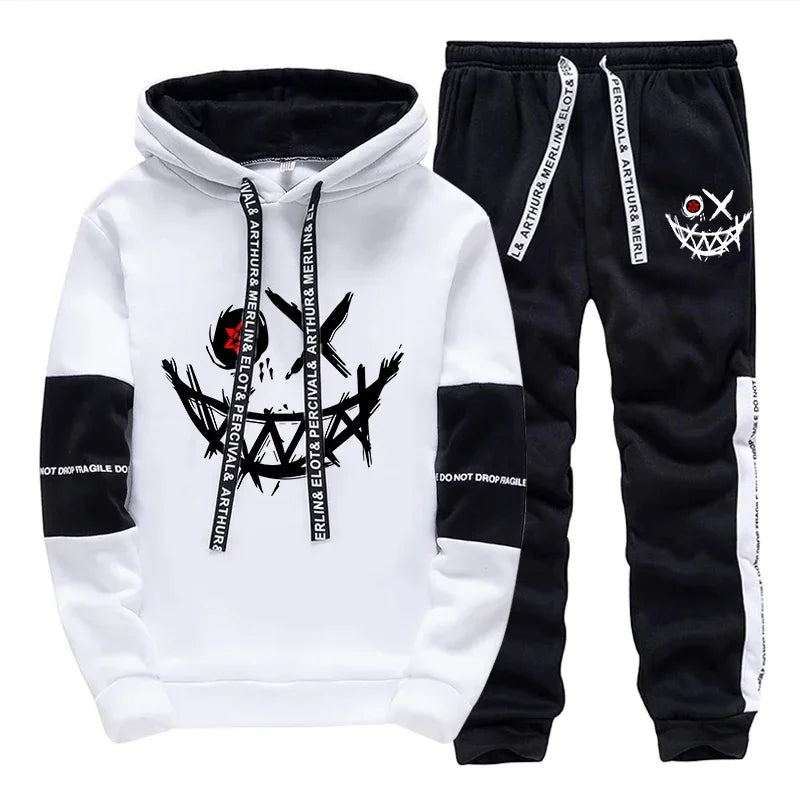 Men's Printed Hoodie and Sweatpants Set