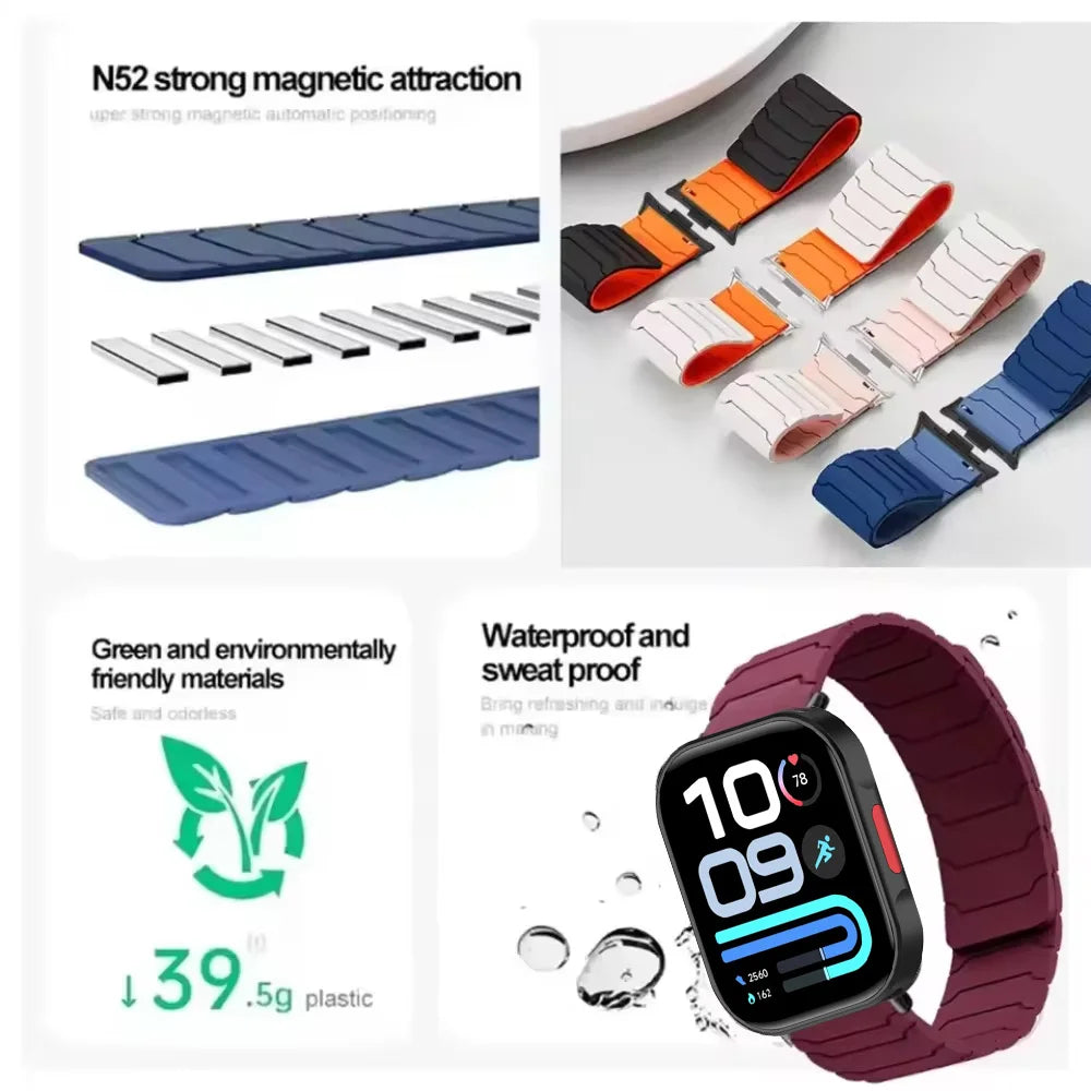 Sports Silicone Strap For Redmi Watch 6 Active 6 Lite 6 5 4 Magnetic Bracelet Xiaomi Mi Band 10 Pro/9 Pro/8 Pro Watchband Correa