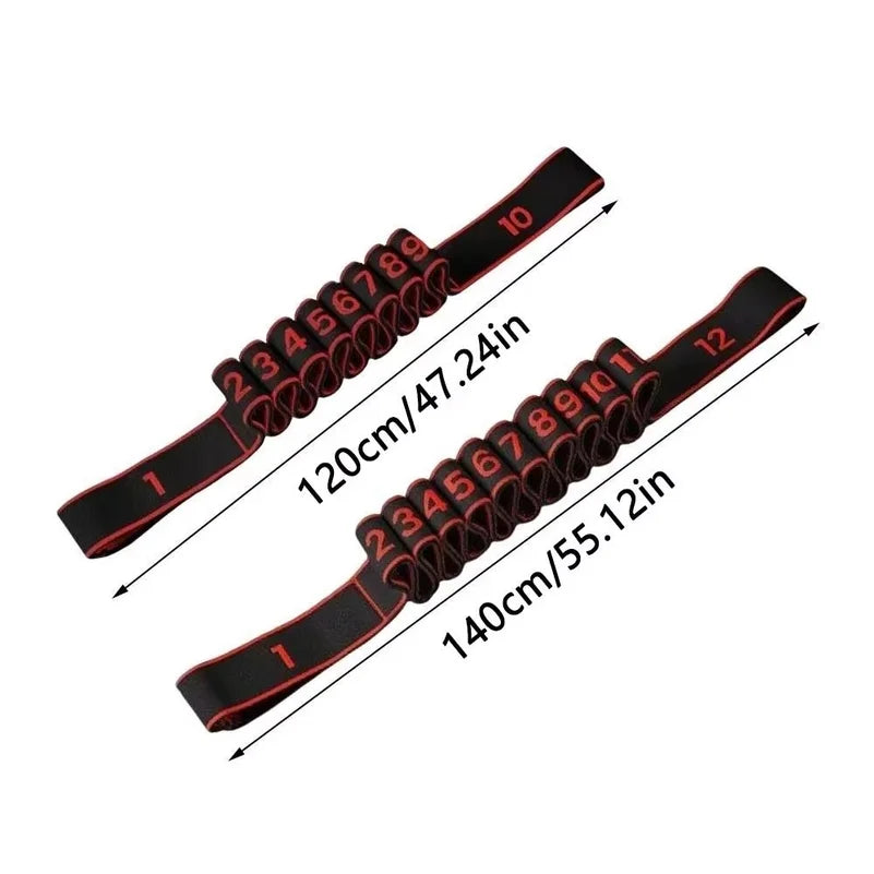 2Pcs Multi Loop Yoga Stretch Strap, 10/12 Loops Adjustable Elastic Resistance Band for Dance Gymnastics Training, Adults Kids