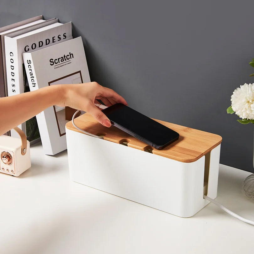 Large Wooden-Style Cable Management Box
