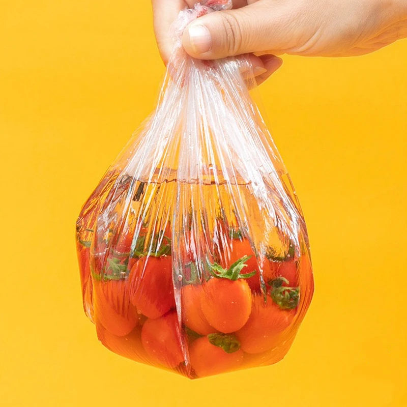 Disposable Plastic Food Cover Bag, Reusable Transparent Food Protection Bag, Freezer Packaging, Cling Film, Kitchen Storage Organizer