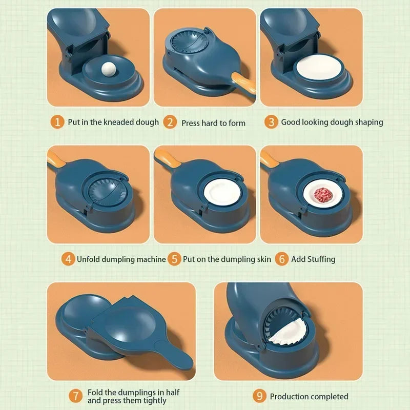 2-in-1-Dumpling-Maker-DIY-Set Teigpresse Teigroller Teigzubereitung Ideal für die heimische Küche Teighülle-Formmaschine Küchenhelfer