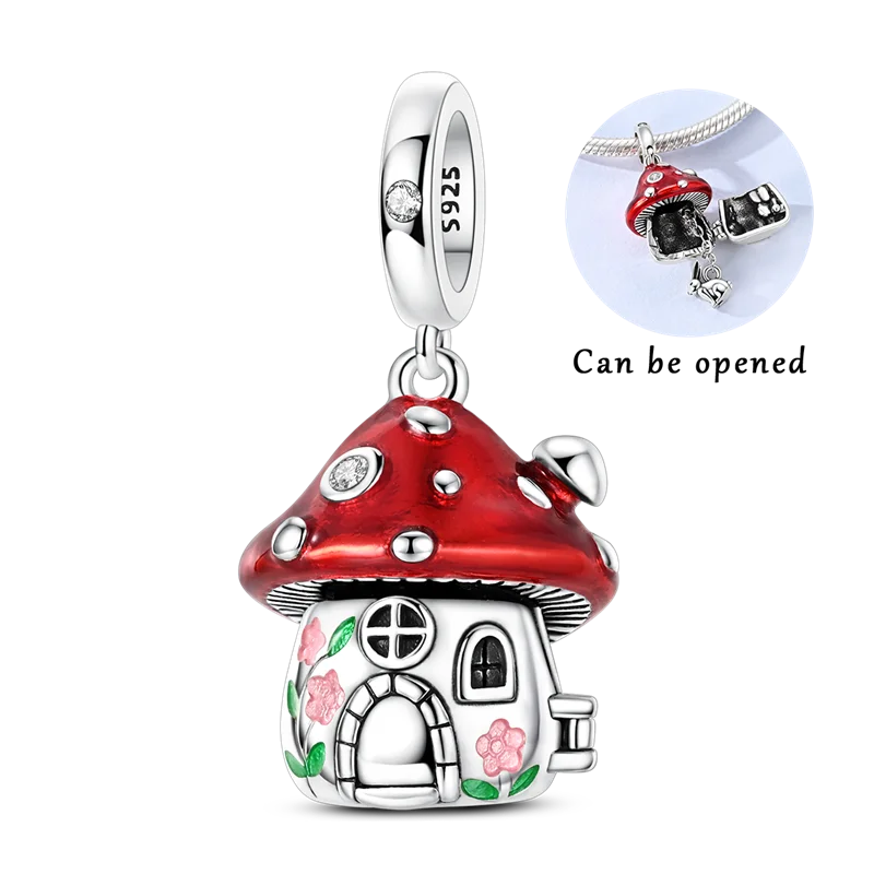 925 Sterling Silver Bright Red Charms Bead CZ Zircon Cute Doll Pendants Fit Original Bracelet DIY Jewelry Women Gift