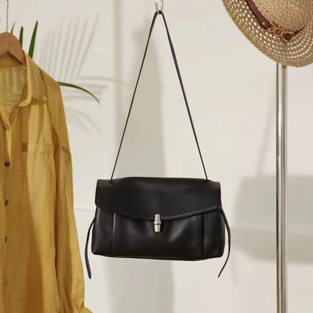 Women Genuine Grade Cow Leather Shoulder Crossbody Purse Bags High Quality Luxury Designer Cowhide Ladies Commuter Underarm Bag