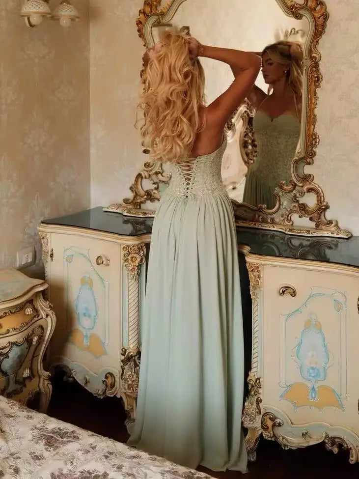 Abito lungo donna con scollo all'americana — immagine 6