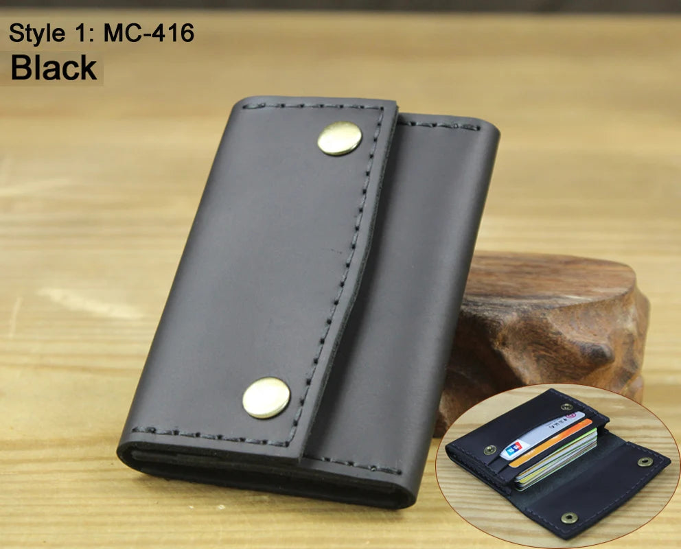 Luxury Handmade Crazy Horse Genuine Leather Card Holder Men Card ID Holders Women Business Card Wallet Card Case Purse Bag Gift