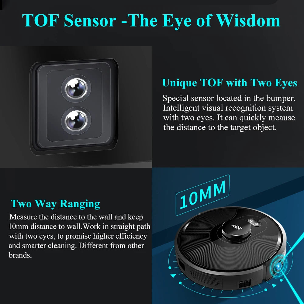 ABIR X8 Robot Vacuum Cleaner, TOF Wisdom,UV Cleaning,Multi-Floor Map,Room Custom Clean, Auto Wet Dry Vacuum Mop for Home Carpet