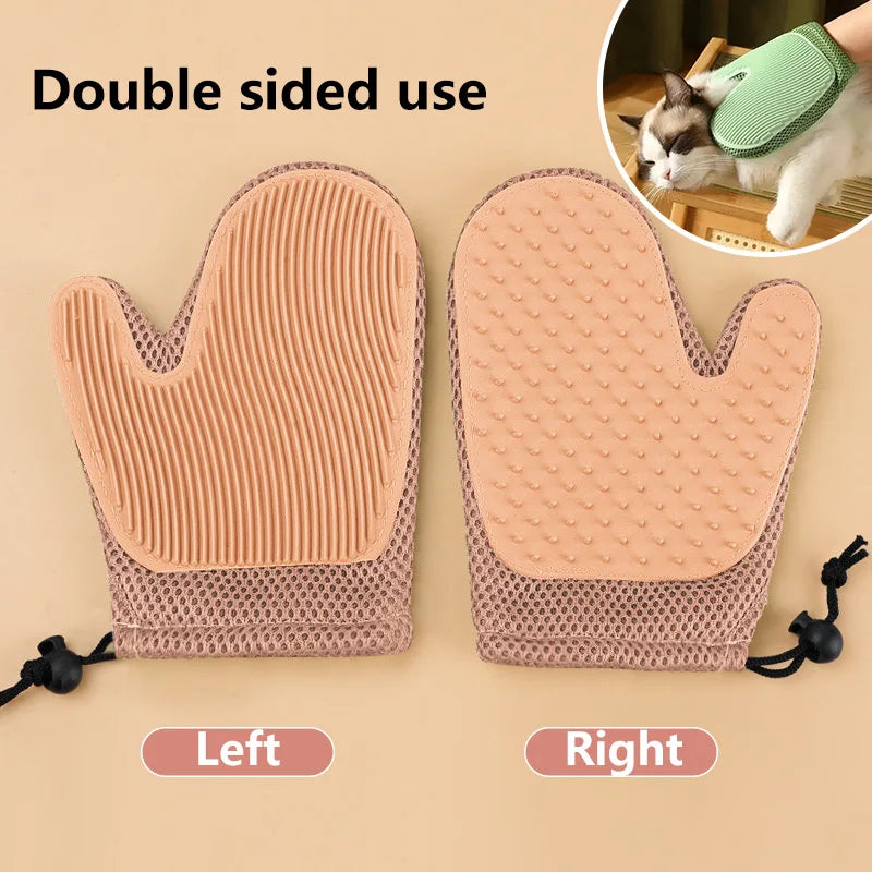 Gant de toilettage efficace pour animaux, éliminateur de poils pour chat et chien, outil de massage doux, brosse double face, sans stress, facile à laver à la main