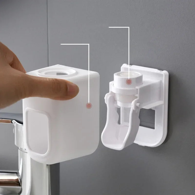 Automatischer Zahnpastaspender zur Wandmontage, wasserdicht, mit Zahnbürstenhalter – Badezimmerzubehör
