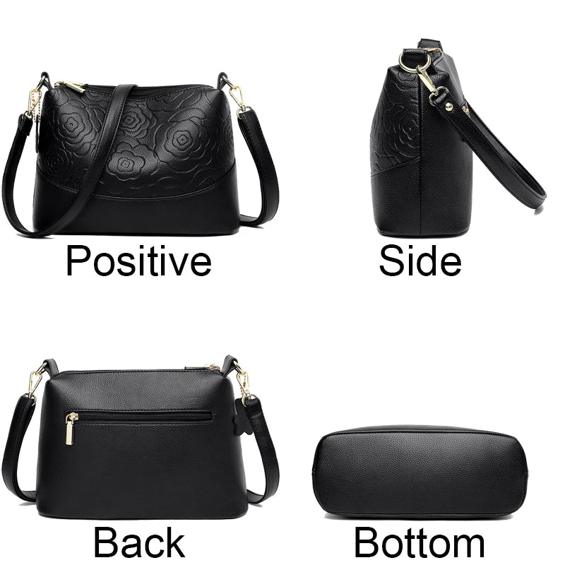 New Solid Genuine Leather Handbag Designer Top Handle Bag Large Capacity Women Messenger Shoulder Bags Luxury Cowhide Female Sac