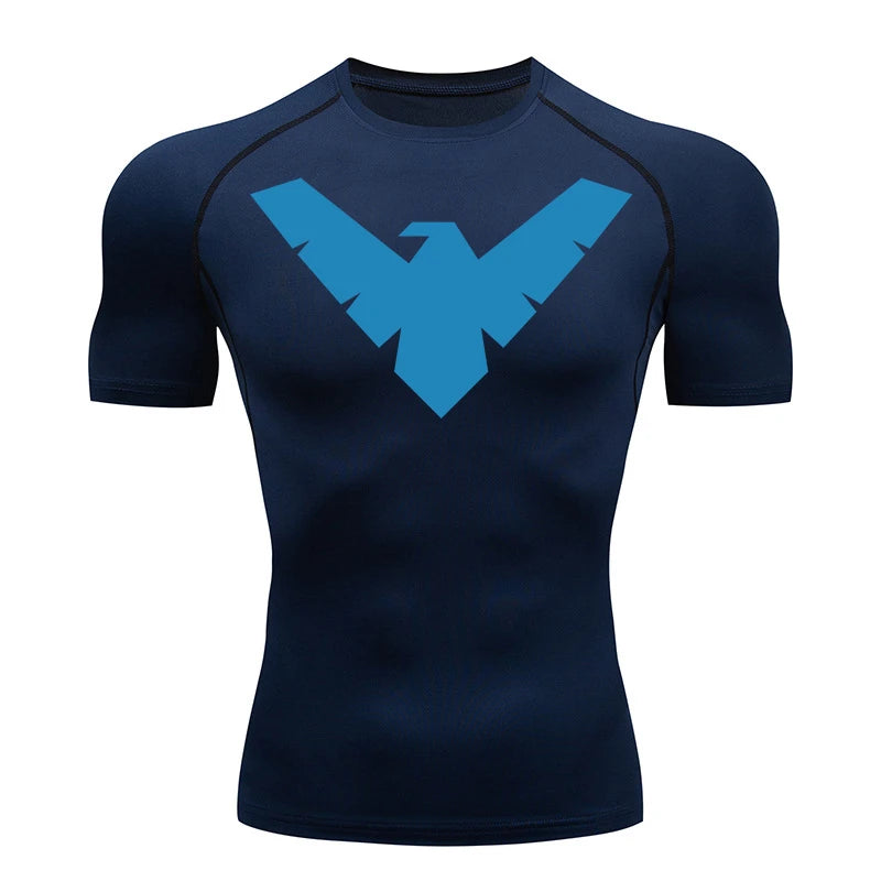 Graphic Short Sleeve Compression Shirts for Men Gym Workout Running Tshirts Summer Sporty Quick Dry Tees Baselayers Undershirts