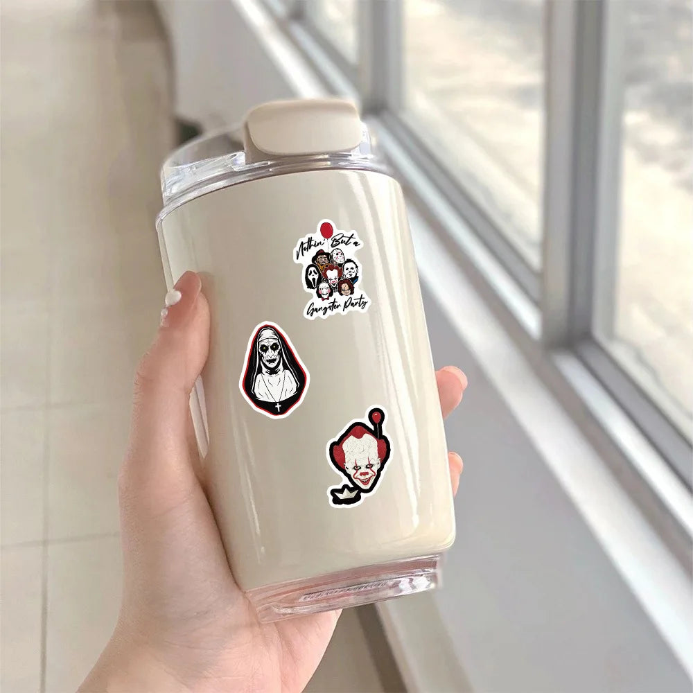 50PCS Halloween Horror Character Stickers Horror Atmosphere Decoration Graffiti Water Cup Waterproof Stickers