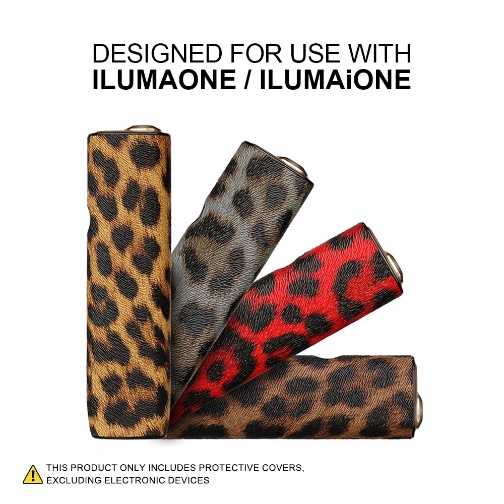 Funda protectora de piel sintética adecuada para ILUMA ONE, con estampado de leopardo para proteger los accesorios del cigarrillo electrónico.