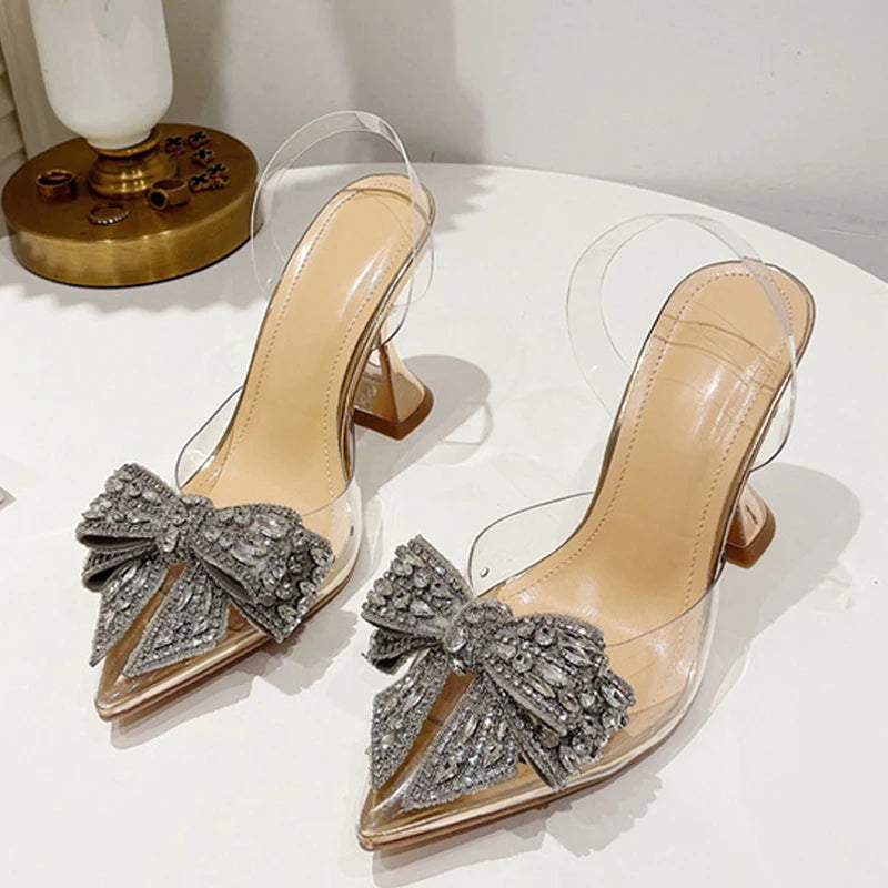 Slingback donna Liyke con fiocco e tacco a clessidra