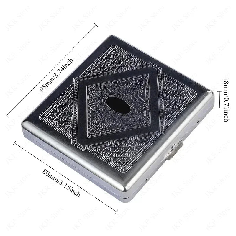 Metal Cigarette Case – Embossed Stainless Steel, Portable Personalized Gift, Compact Storage for Smoking Accessories