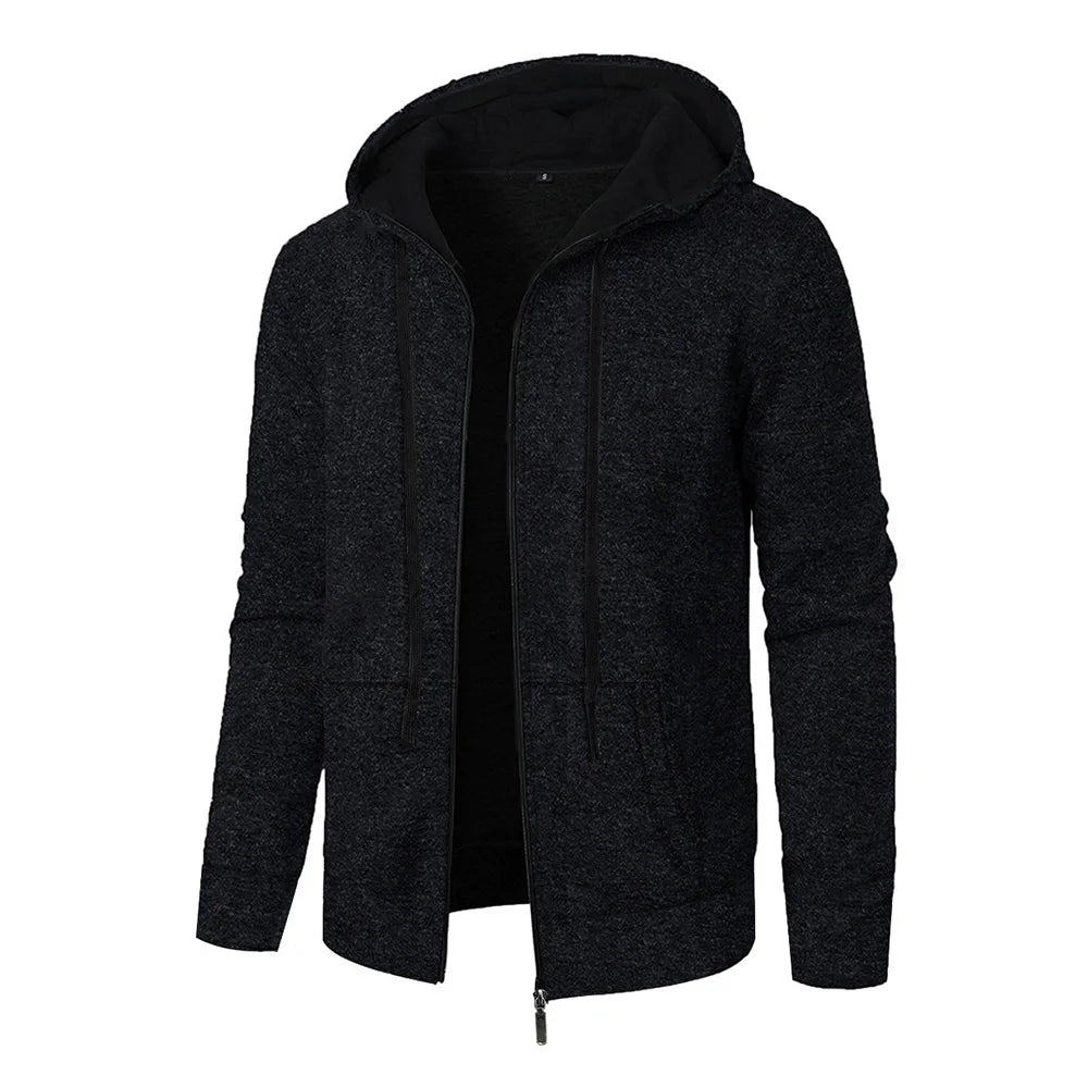 Autumn Men's Casual Sweatshirt Jacket Zipper Hooded Fashion Simple Style Slim Fit Dailywear Long Sleeve Male Outerwear
