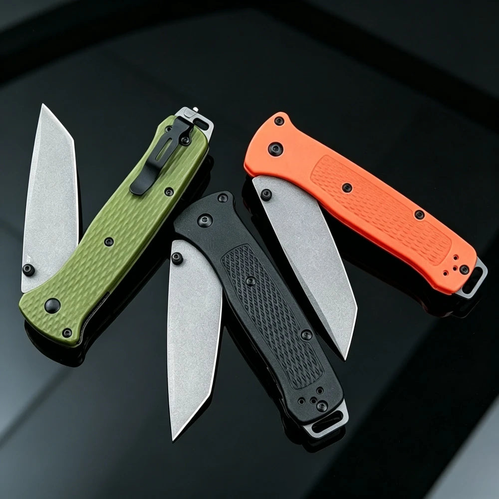 Cuchillo plegable ligero de exterior BM 537 EDC, de gran dureza, para acampada, pesca, aventuras en la naturaleza y escalada. Herramienta portátil para senderismo y trekking, con mango de fibra de nailon. Regalo ideal.