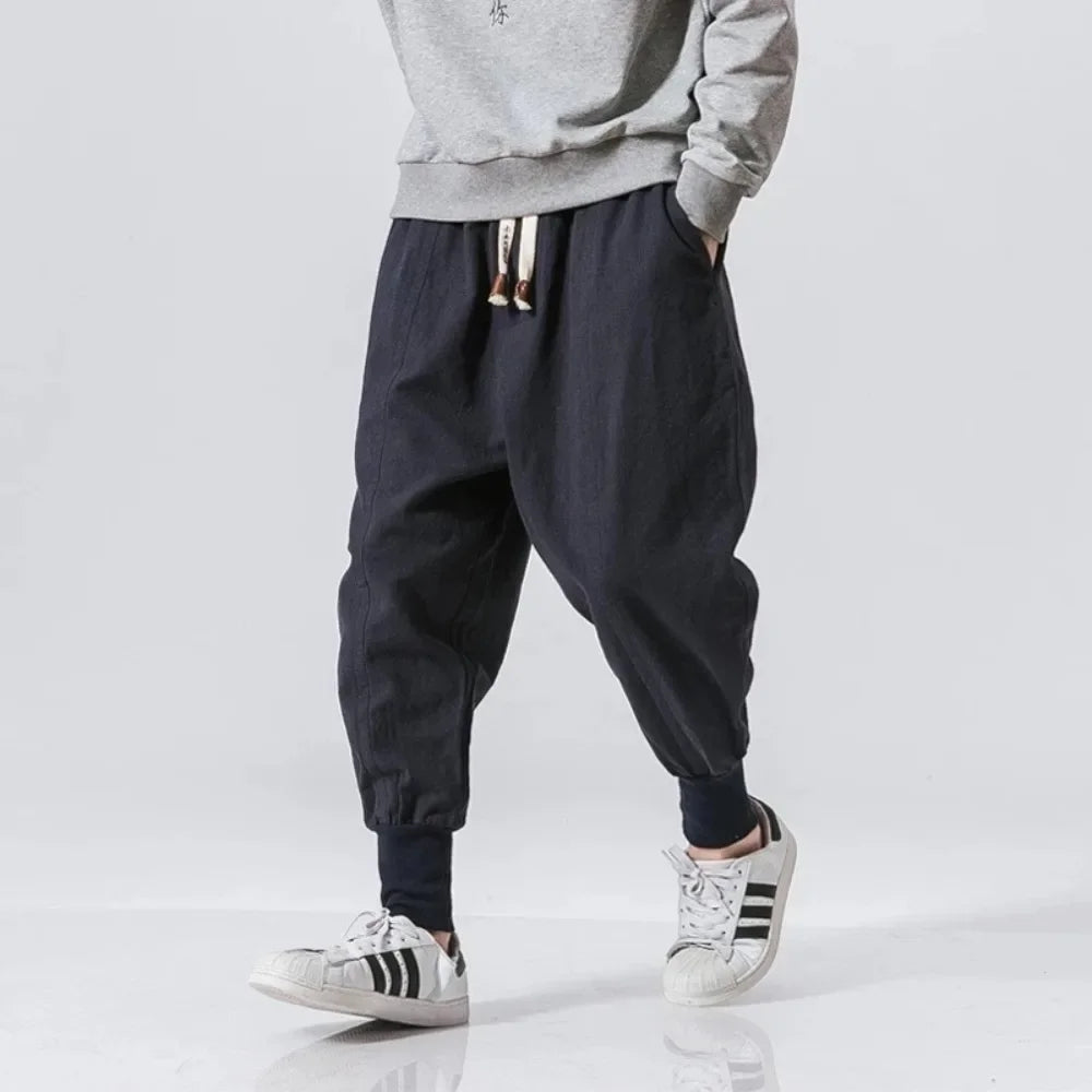 Men Harem Pants Streetwear Cotton Joggers New Baggy Hip Hop Fashion Pants Casual Solid Trousers Male Trendy Sweatpants