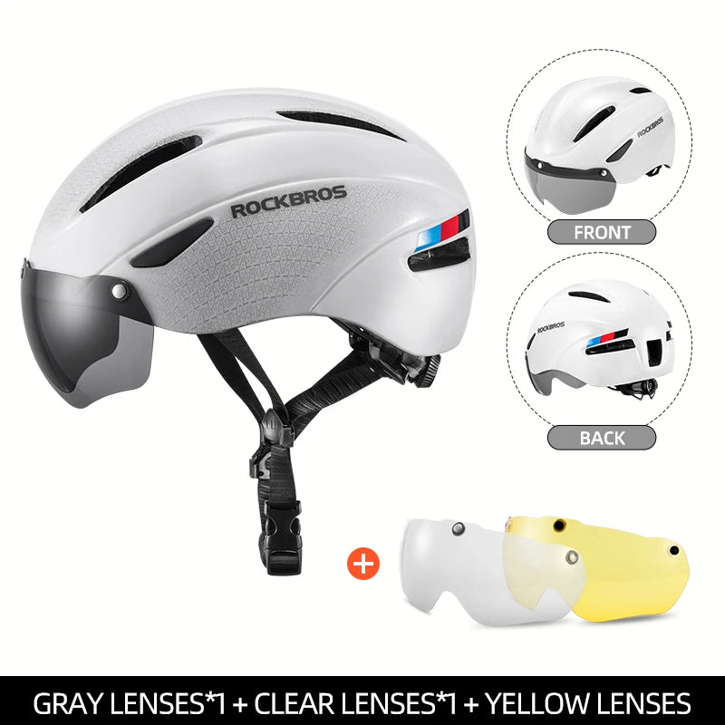Casco de bicicleta ROCKBROS con luz LED recargable, casco de ciclismo para montaña y carretera, casco deportivo seguro para hombre
