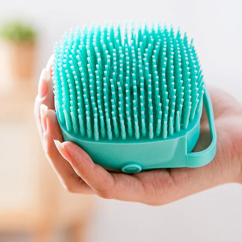 Badebürste für Haustiere, weiche Silikon-Massagebürste mit Shampoo-Spender, Reinigungs- und Pflegezubehör zum Waschen und Kämmen von Hunden und Katzen
