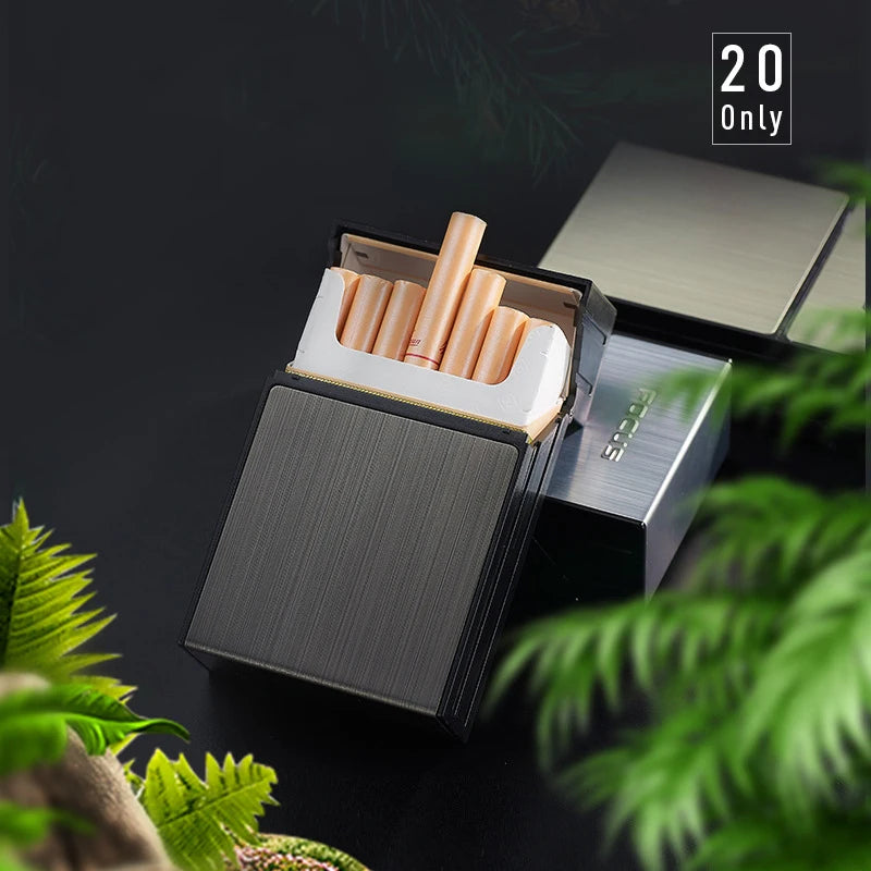 Étui à 20 cigarettes, briquet turbo en métal à gaz butane, porte-cigarettes, gadget, boîte à briquets, cadeau pour homme