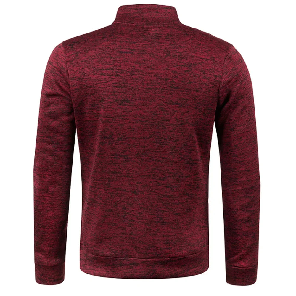 Men Autumn Winter Solid Color Sweatshirts Long Sleeve Half Zipper Stand Collar Pullover for Men Casual Classic Male Clothing