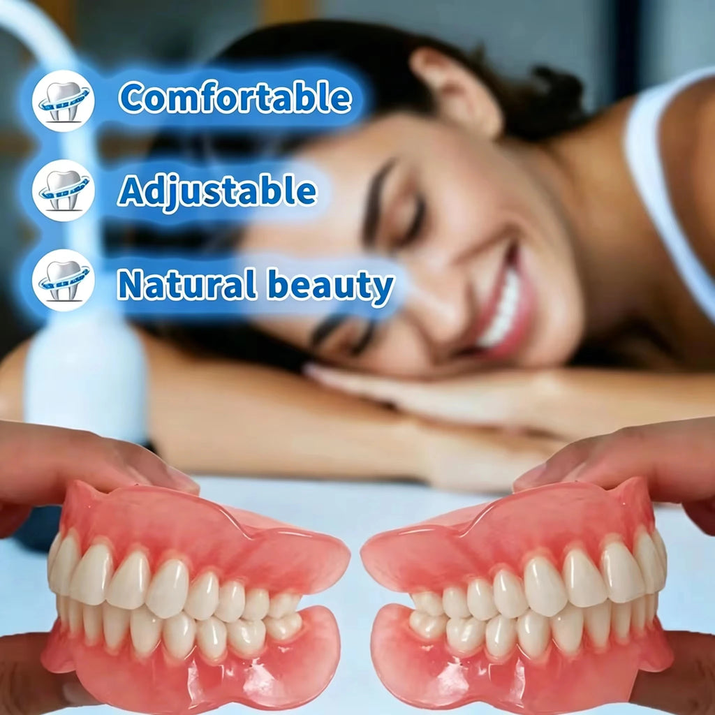 2026 New Handmade Natural Soft Silicone Dentures, Realistic Removable Comfort False Teeth for Daily Use by Middle-Aged and Elderly People