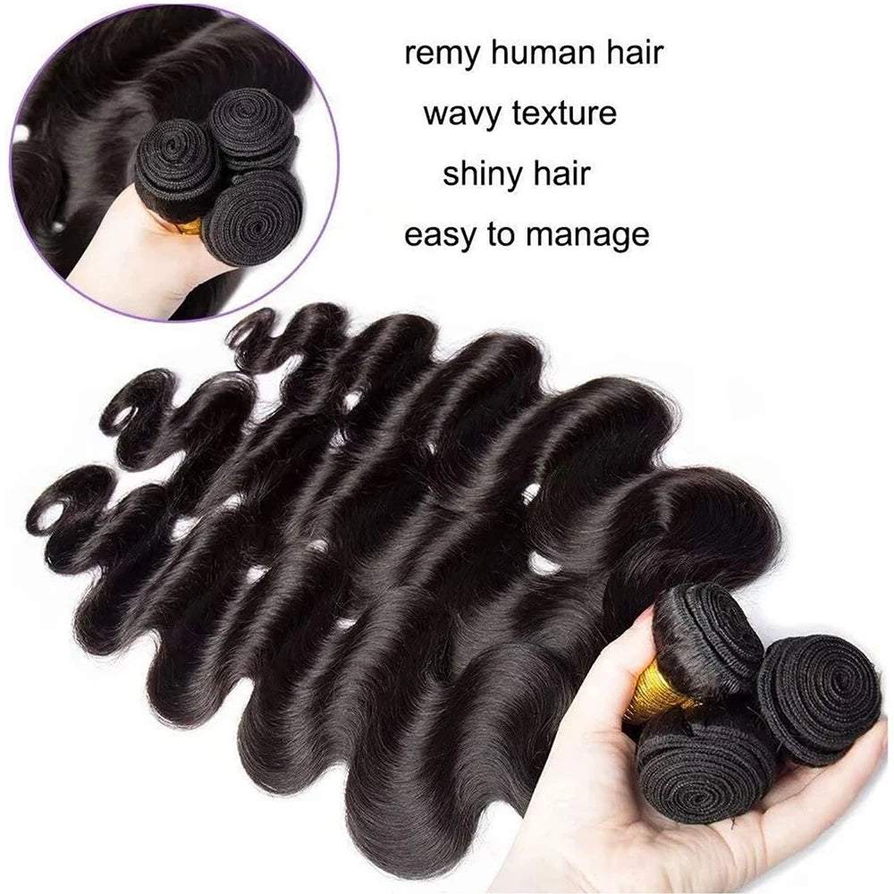 Lots de mèches brésiliennes ondulées en cheveux humains 30 pouces, cheveux vierges bruts, offre de 2, 3 ou 4 lots pour femmes, extensions en cheveux Remy pour tissage rapide et pose cousue